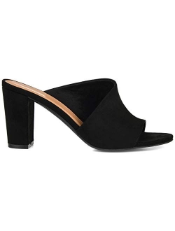 Womens Open-Toe Block Heel Slide