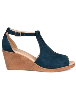 Womens Kealy Comfort-sole Ankle-strap Center-cut Wedges