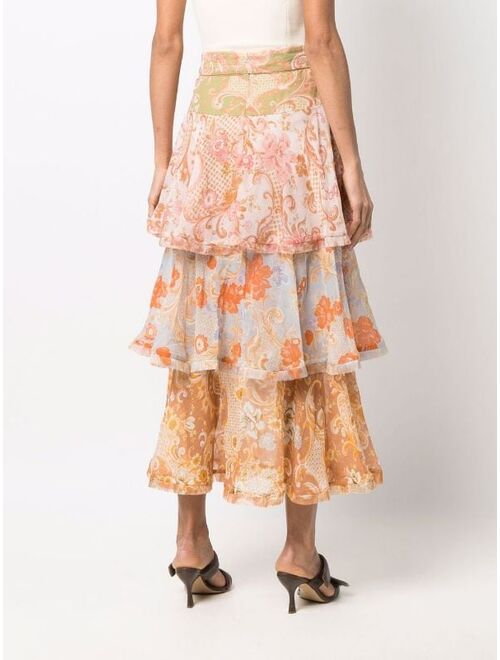 ZIMMERMANN Postcard ruffled midi skirt