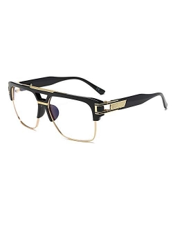 Square Sunglasses for Men Classic Oversized Sun Glasses Retro Semi Rimless Gold Alloy Frame UV400