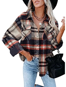 Womens Corduroy Button Down Shirts Boyfriend Long Sleeve Oversized Blouses Tops