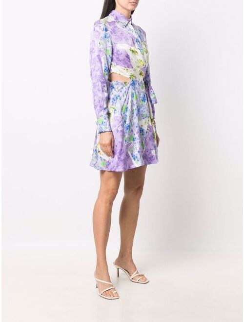 MSGM floral-print cut-out shirt dress