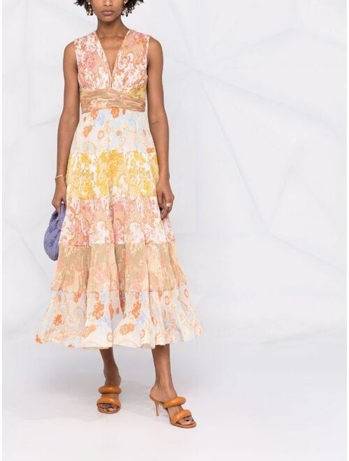 ZIMMERMANN Postcard printed pleated midi dress