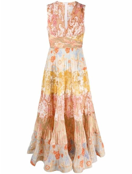 ZIMMERMANN Postcard printed pleated midi dress