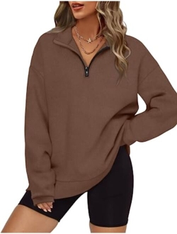 OFEEFAN Womens Casual Sweatshirts Henley Button Up Long Sleeve Tunic Tops