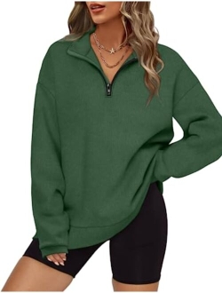 OFEEFAN Womens Casual Sweatshirts Henley Button Up Long Sleeve Tunic Tops