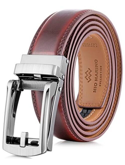 Marino Avenue Marino Men’s Comfort Click Ratchet Belt with Traditional Look - Genuine Leather with Linxx Adjustable Buckle - 1.38" Width