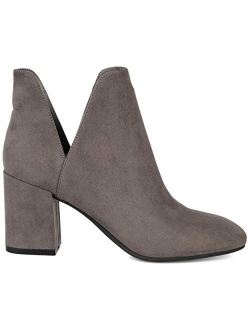 Womens Side Slit Block Heel Bootie