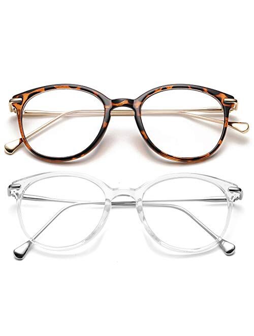 COASION Vintage Round Clear Glasses Non-Prescription Eyeglasses Frames for Women Men