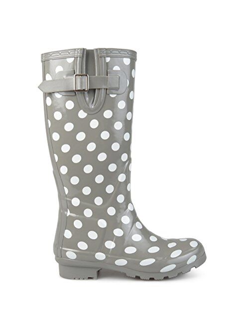 Brinley Co. Womens Mizzle Rubber Patterned Rain Boots