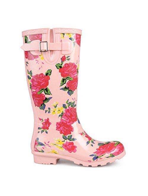 Brinley Co. Womens Mizzle Rubber Patterned Rain Boots