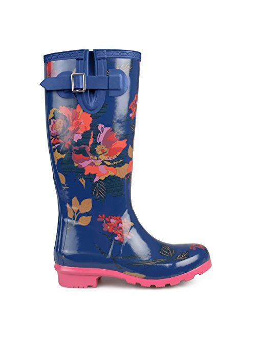 Brinley Co. Womens Mizzle Rubber Patterned Rain Boots