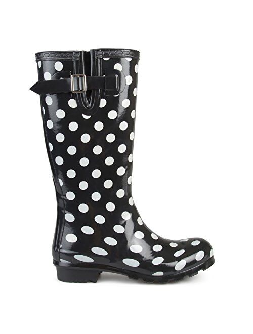 Brinley Co. Womens Mizzle Rubber Patterned Rain Boots