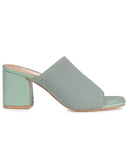 Womens Square Toe Block Heel Mule