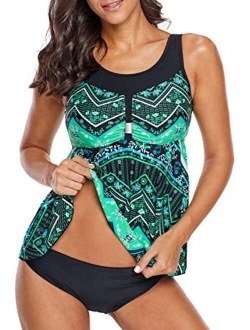 Womens Striped Print Racerback Tankini Swim Top No Bottom (S-XXXL)