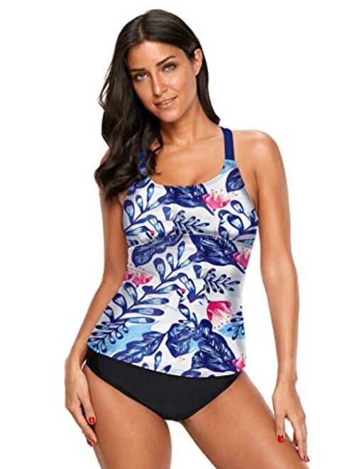 Dokotoo Womens Striped Print Racerback Tankini Swim Top No Bottom (S-XXXL)