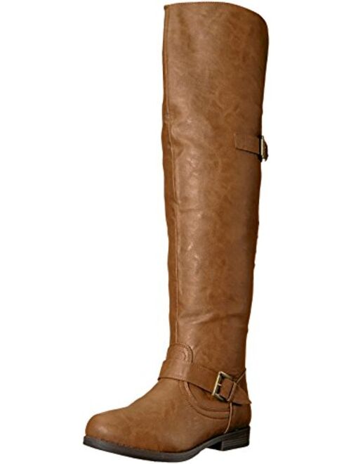 Brinley Co. Womens Over-The-Knee Inside Pocket Buckle Studded Boots