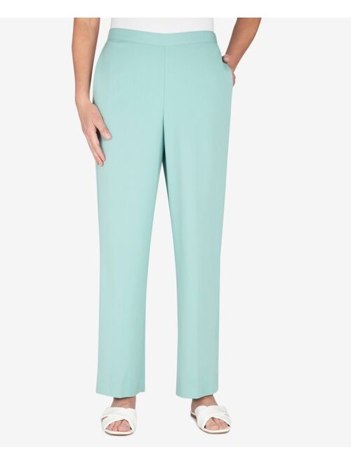 ALFRED DUNNER Women's Missy Peachy Keen Twill Mid-Rise Straight Leg Short Length Pants