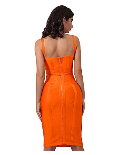 whoinshop Women's Tie Waist Contrast Bodycon Short Pencil Bandage Dress