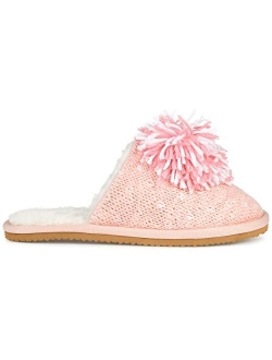 Womens Faux Fur Lined Round Toe Slipper