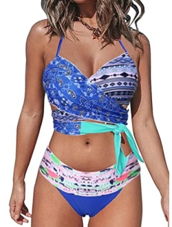 Womens Padded Push Up Bikini Set Halter Bathing Suits 2 Pieces Swimsuit Swimwear