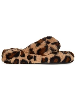 Womens Soft Faux Fur Flip Flop Slipper