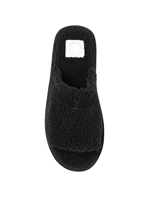 Brinley Co. Womens Tru Comfort Foam Faux Fur Slipper