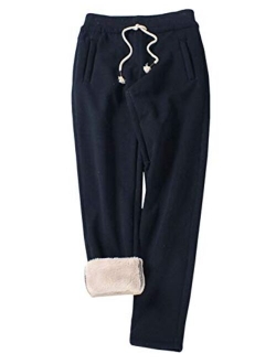 Yeokou Women's Winter Warm Active Sherpa Lined Track Jogger Sweatpants