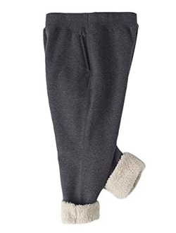 Yeokou Unisex Boys Girls Kid's Sherpa Lined Athletic Jogger Fleece Sweatpants