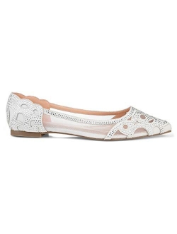 Womens Rhinestone Mesh Pointed Toe Flat