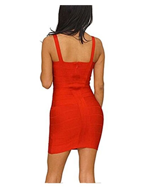 Whoinshop Women's Spaghetti Strap Slim Fit Contrast Cute Mini Bandage Dress …