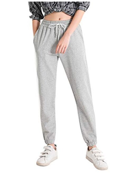 Yeokou Womens Thin Active Elastic Waist Cropped Jogger Sweatpants