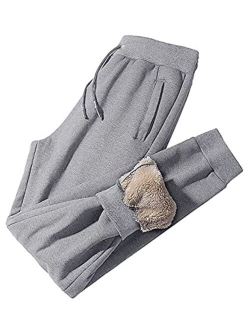 Yeokou Warm Sweatpants for Men Fleece Sherpa Lined Winter Active Running Jogger Pants