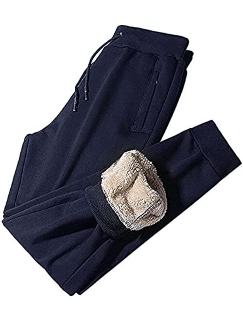 Yeokou Warm Sweatpants for Men Fleece Sherpa Lined Winter Active Running Jogger Pants