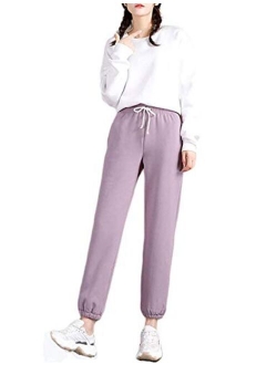 Yeokou Womens Casual Loose Thick Fleece Lined Drawstring Athletic Jogger Sweatpants