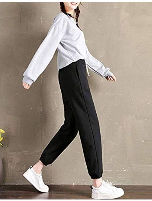 Yeokou Womens Casual Loose Thick Fleece Lined Drawstring Athletic Jogger Sweatpants