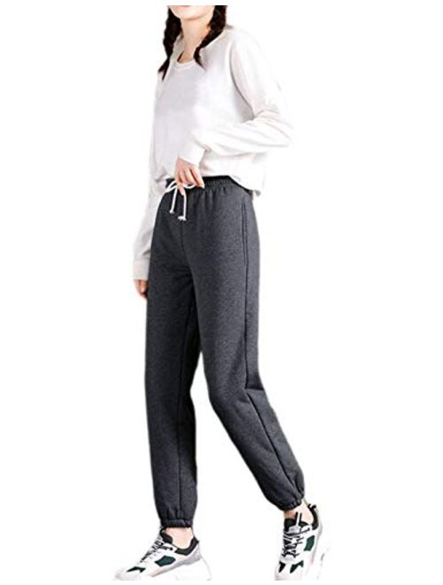 Yeokou Womens Casual Loose Thick Fleece Lined Drawstring Athletic Jogger Sweatpants