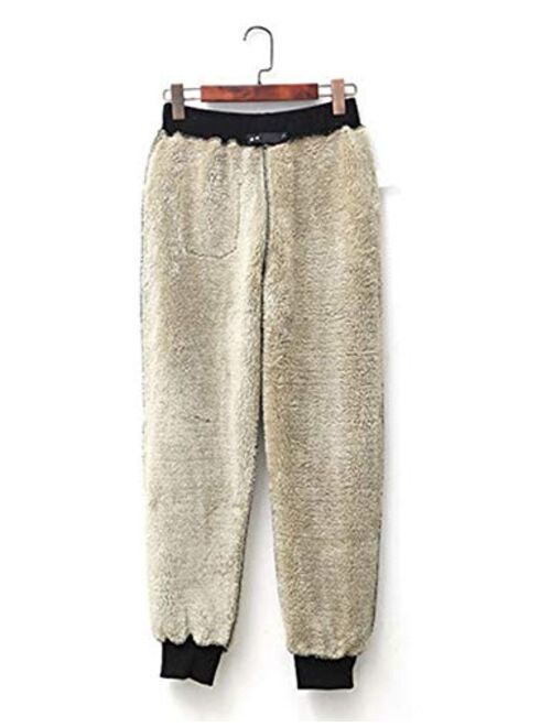 Yeokou Womens Athletic Sport Sherpa Lined Jogger Sweatpants Fleece Tapered Pants