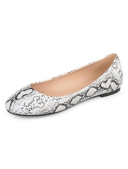 Womens Comfort Sole Faux Leather Round Toe Flats