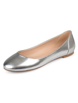 Womens Comfort Sole Faux Leather Round Toe Flats