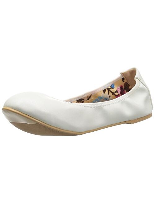 Brinley Co. Womens Scrunch Flexible Stretchy Side Round Toe Ballet Flats