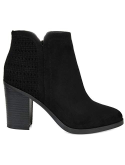 Womens Woven Stacked Heel Bootie