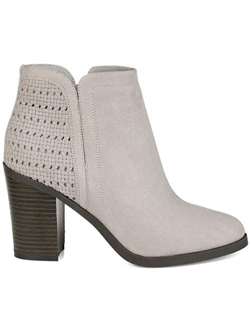 Brinley Co. Womens Woven Stacked Heel Bootie