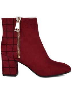 Womens Two-tone Block Heel Bootie