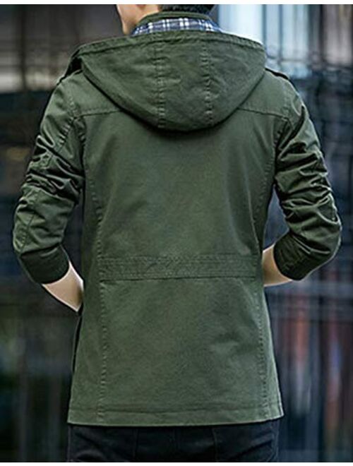 Yeokou Mens Casual Drawstring Hoodie Wash Cargo Hiking Workout Windbreaker Jackets