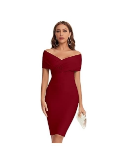 BEAUKEY Off Shoulder Bodycon Bandage Dresses for Women