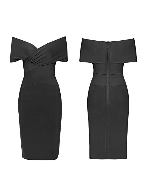 BEAUKEY Off Shoulder Bodycon Bandage Dresses for Women