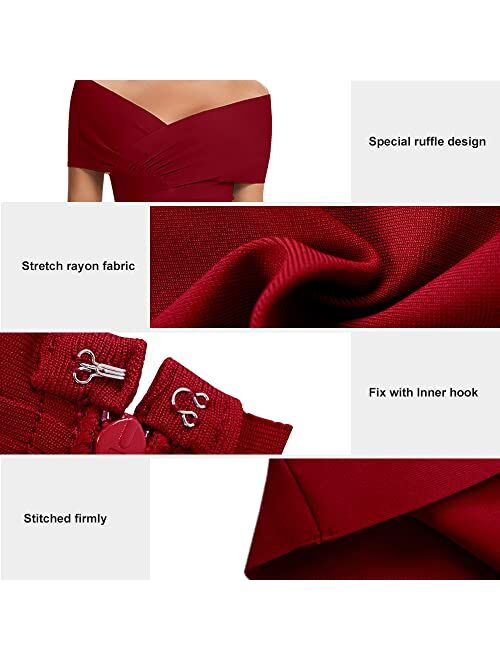 BEAUKEY Off Shoulder Bodycon Bandage Dresses for Women