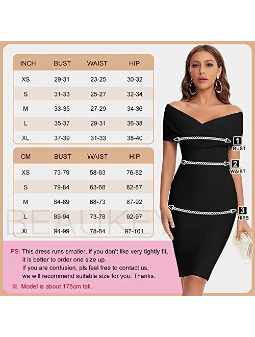 BEAUKEY Off Shoulder Bodycon Bandage Dresses for Women