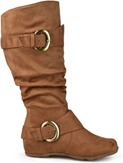 Womens Buckle Knee-High Slouch Boot in Regular and Wide-Calf Sizes